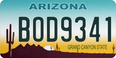 AZ license plate BOD9341