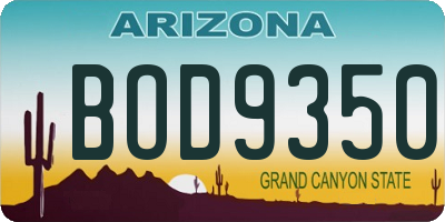 AZ license plate BOD9350
