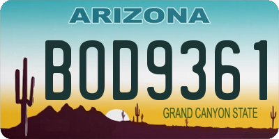 AZ license plate BOD9361