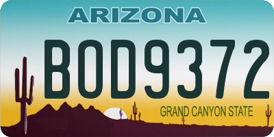 AZ license plate BOD9372