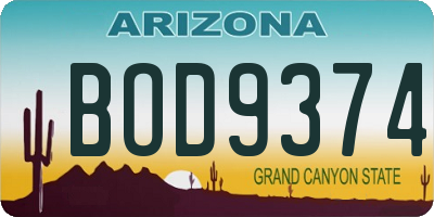 AZ license plate BOD9374