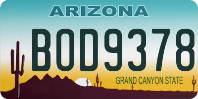 AZ license plate BOD9378