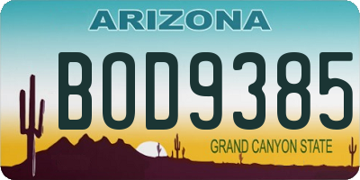AZ license plate BOD9385