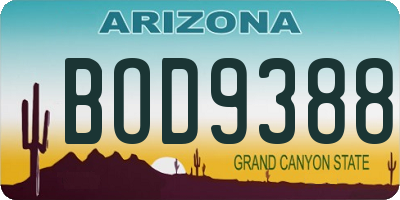AZ license plate BOD9388