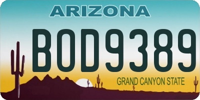 AZ license plate BOD9389