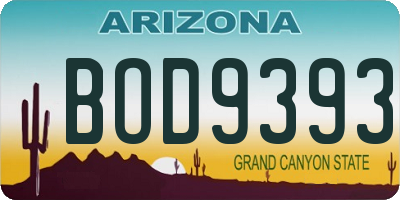 AZ license plate BOD9393