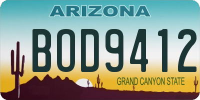 AZ license plate BOD9412