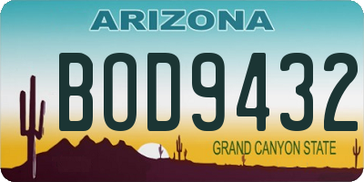 AZ license plate BOD9432
