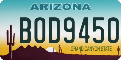 AZ license plate BOD9450