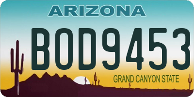 AZ license plate BOD9453