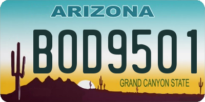 AZ license plate BOD9501