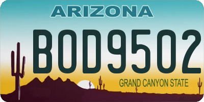 AZ license plate BOD9502