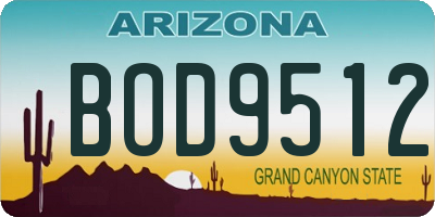 AZ license plate BOD9512