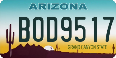 AZ license plate BOD9517