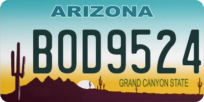 AZ license plate BOD9524