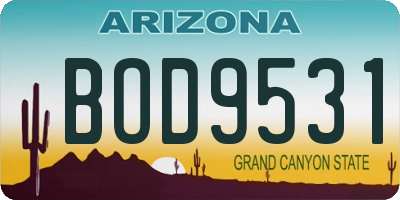AZ license plate BOD9531