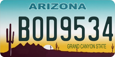 AZ license plate BOD9534