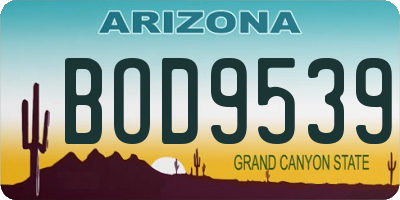 AZ license plate BOD9539