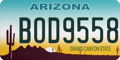 AZ license plate BOD9558