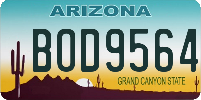 AZ license plate BOD9564