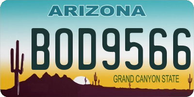 AZ license plate BOD9566