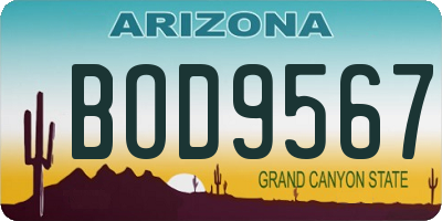AZ license plate BOD9567