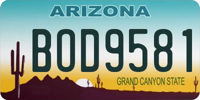 AZ license plate BOD9581