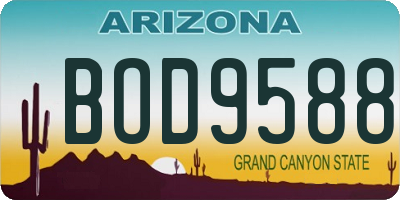 AZ license plate BOD9588