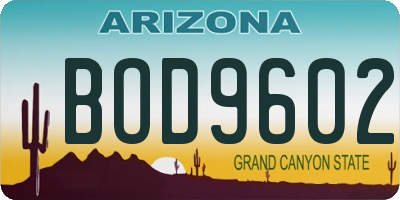 AZ license plate BOD9602