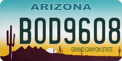 AZ license plate BOD9608