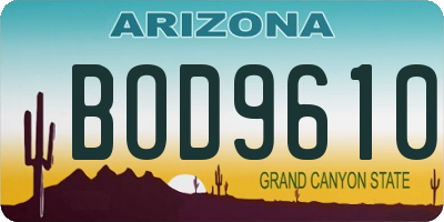AZ license plate BOD9610