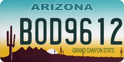 AZ license plate BOD9612