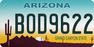 AZ license plate BOD9622