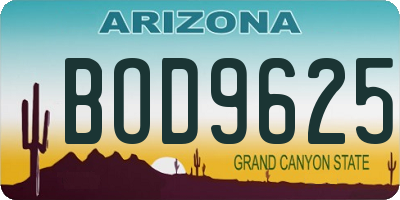 AZ license plate BOD9625