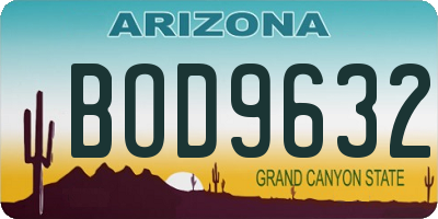 AZ license plate BOD9632