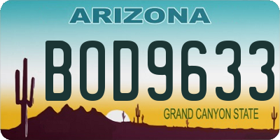AZ license plate BOD9633