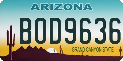 AZ license plate BOD9636