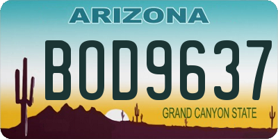 AZ license plate BOD9637
