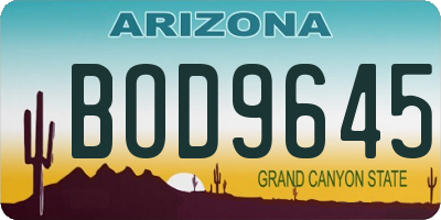 AZ license plate BOD9645