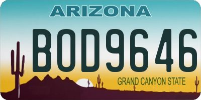 AZ license plate BOD9646