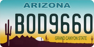 AZ license plate BOD9660