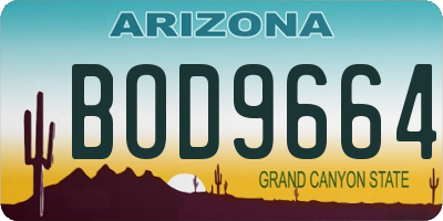 AZ license plate BOD9664