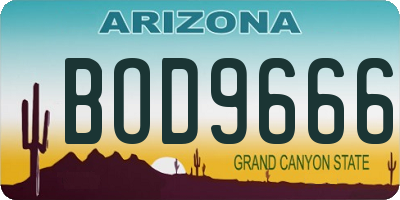 AZ license plate BOD9666
