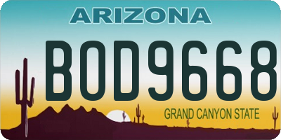 AZ license plate BOD9668