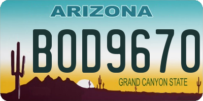 AZ license plate BOD9670