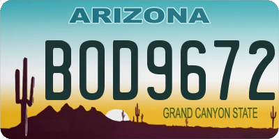 AZ license plate BOD9672