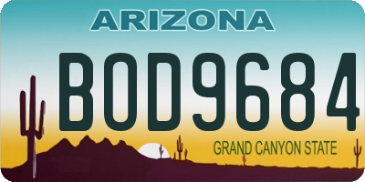 AZ license plate BOD9684