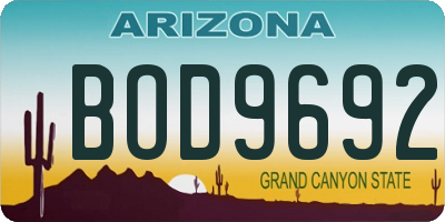 AZ license plate BOD9692