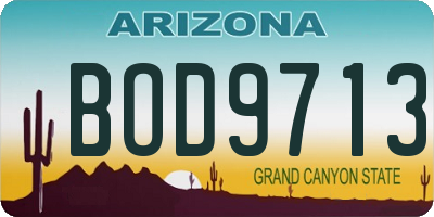 AZ license plate BOD9713