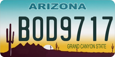 AZ license plate BOD9717